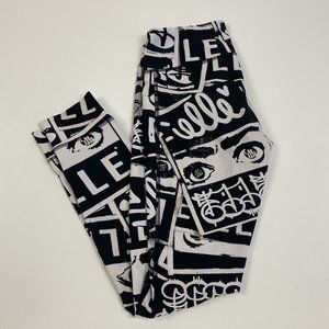 Reebok X Elle Lux Leggings Rare Face Eye Catching Black Crossfit Graffiti Sz XS